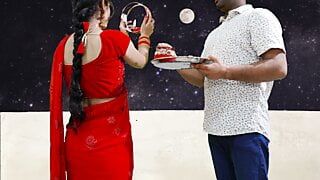 Karva Chauth Special: Newly Married Priya Had First Sex And Blowjob Under The Sky With Clear Hindi Audio