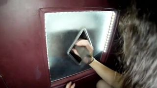 Brunette wife savors glory hole cocks