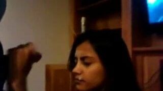 Stepsister gives blowjob and gets a facial