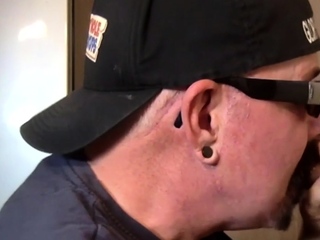 Mature gay man gets gloryhole fucked